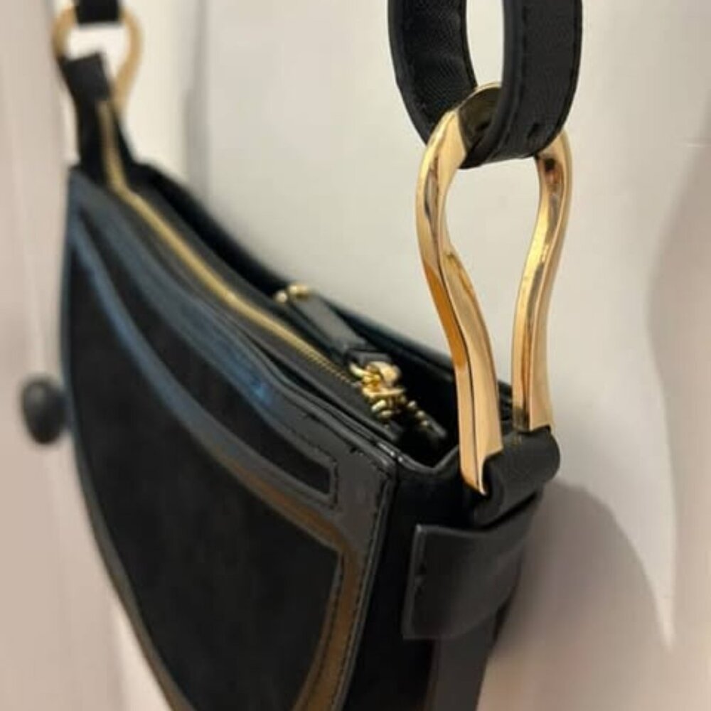 Black River Island (UK) Shoulder Bag with Gold Detailing